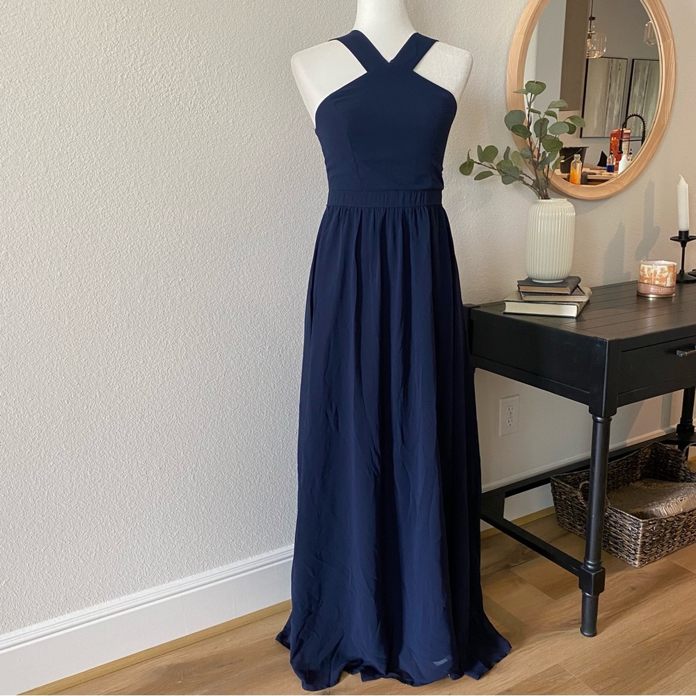 Lulu’s navy blue maxi formal bridesmaid dress small